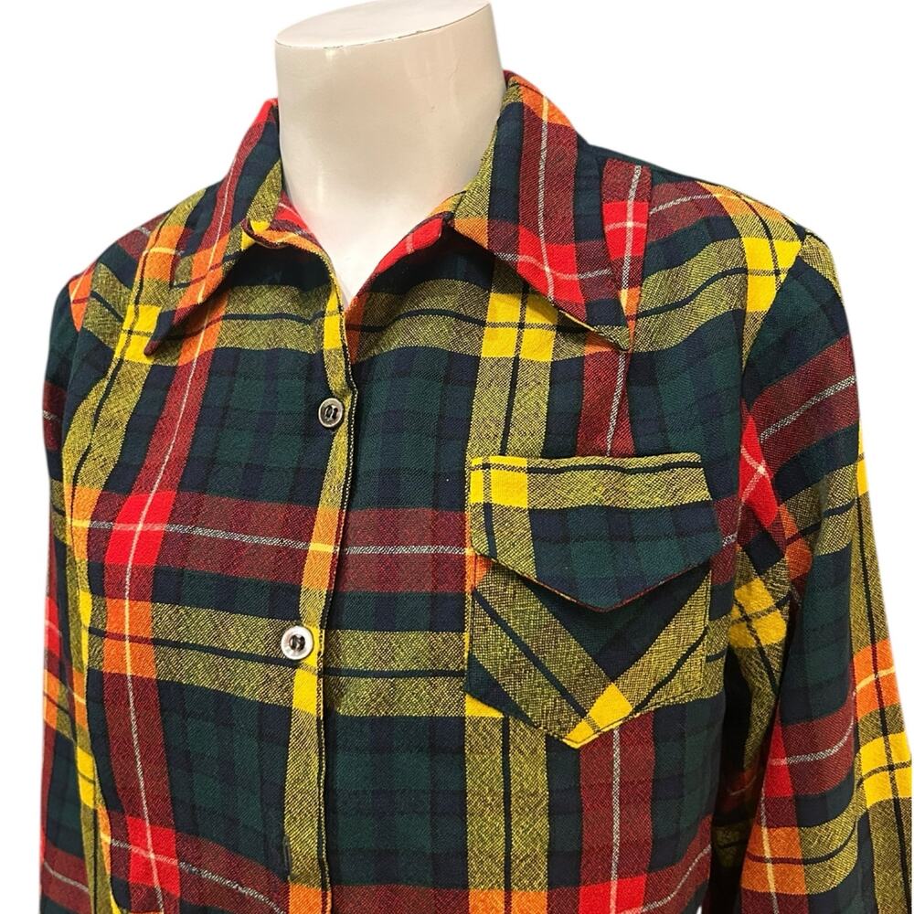 Vintage 1940s Hudson’s Bay Tartan Plaid 49er Shirt Top / Women’s Medium - - Picture 2 of 4